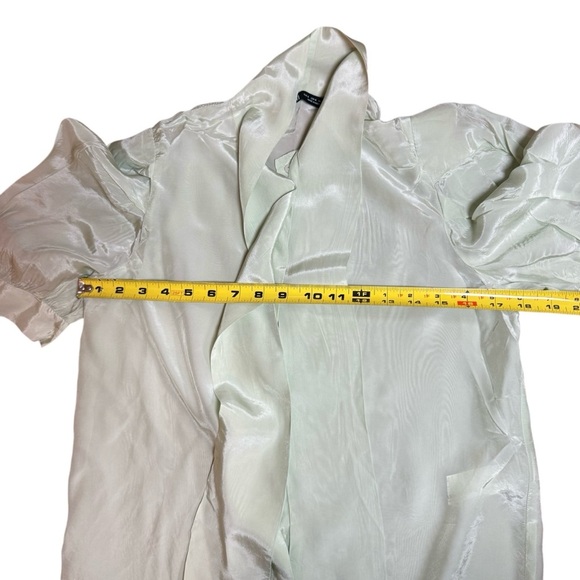 Zara| Women’s Sea Green Mint Tied Satin Blouse-Size S - Picture 9 of 11